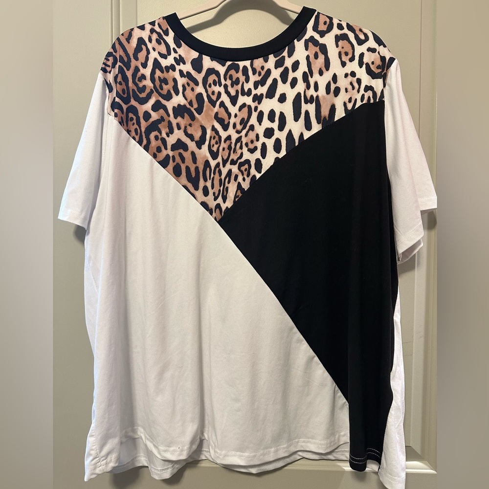 Shein Leopard Color Block Tee